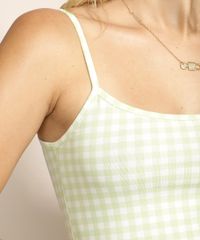 Regata-Feminina-Basica-Estampada-Xadrez-Vichy-com-Alca-Fina-Verde-9230322-Verde_4