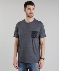 Camiseta-com-Bolso-Estampado-de-Coqueiros-Cinza-Mescla-Escuro-8775532-Cinza_Mescla_Escuro_1