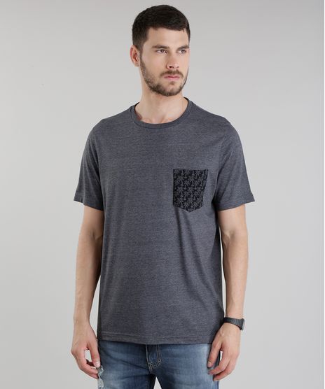 Camiseta-com-Bolso-Estampado-de-Coqueiros-Cinza-Mescla-Escuro-8775532-Cinza_Mescla_Escuro_1