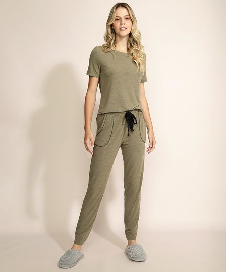 Pijama-Feminino-Manga-Curta-Verde-Militar-9964471-Verde_Militar_1