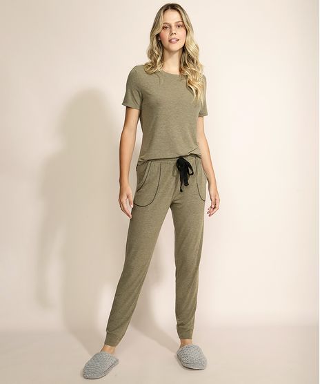 Pijama-Feminino-Manga-Curta-Verde-Militar-9964471-Verde_Militar_1