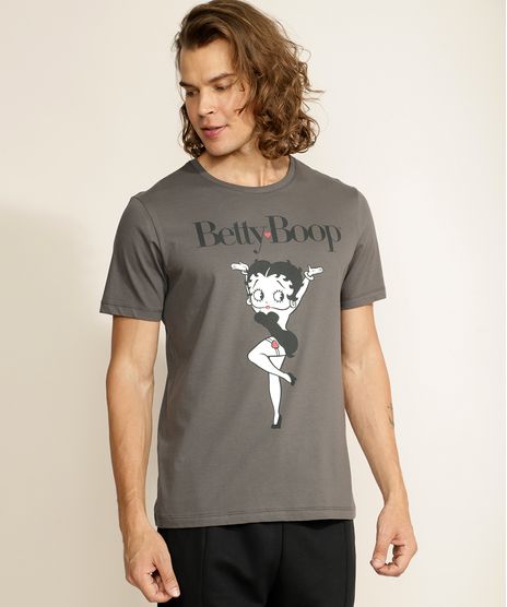 Camiseta-Masculina-Betty-Boop-Manga-Curta-Gola-Careca-Chumbo-9970520-Chumbo_1