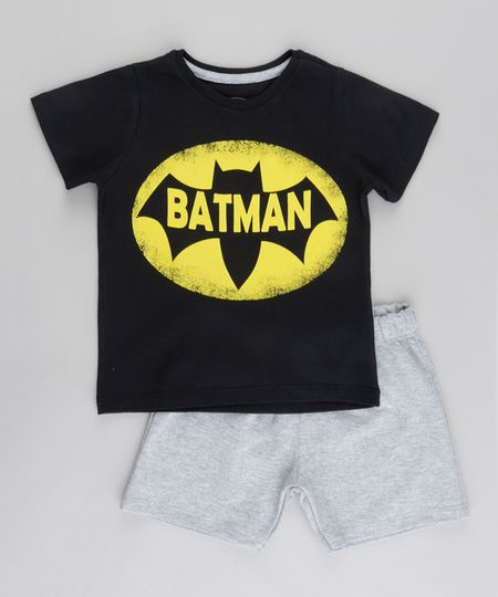 Conjunto-de-Camiseta-Batman-Preta---Bermuda-em-Moletom-Cinza-Mescla-8800181-Cinza_Mescla_1