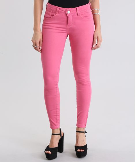 calça sarja rosa