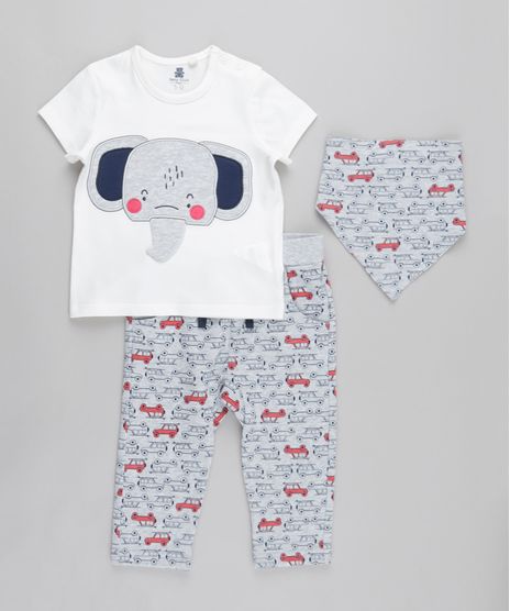 Conjunto-de-Camiseta--Elefante--Off-White---Calca-Estampada-em-Moletom---Babador-Bandana-Estampado-Cinza-Mescla-8676719-Cinza_Mescla_1