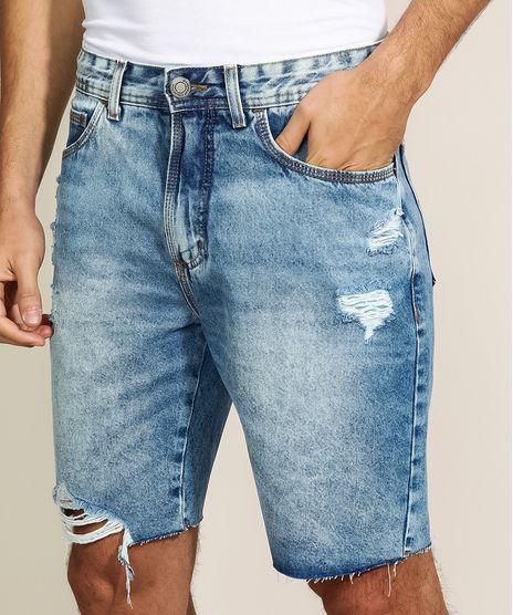 Bermuda-Jeans-Masculina-Slim-com-Bolsos-Destroyed-Azul-Medio-9963154-Azul_Medio_1