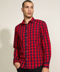 Camisa-Masculina-Tradicional-Estampada-Xadrez-Manga-Longa-Vermelha-9809559-Vermelho_1