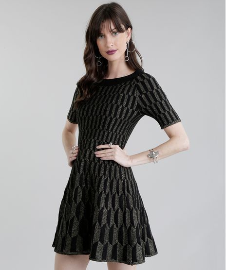 Vestido-GIG-Couture-em-Jacquard-de-Trico-Geometrico-com-Lurex-Preto-8655858-Preto_1