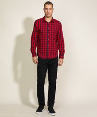 Camisa-Masculina-Tradicional-Estampada-Xadrez-Manga-Longa-Vermelha-9809559-Vermelho_3