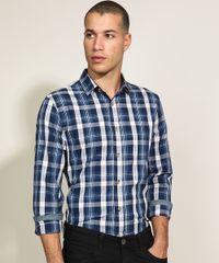 Camisa-Masculina-Tradicional-Estampada-Xadrez-Manga-Longa-Azul-Escuro-9809560-Azul_Escuro_5
