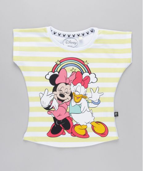Blusa-Minnie-e-Margarida-com-Estampa-Listrada-em-Algodao--Sustentavel-Branca-8762572-Branco_1