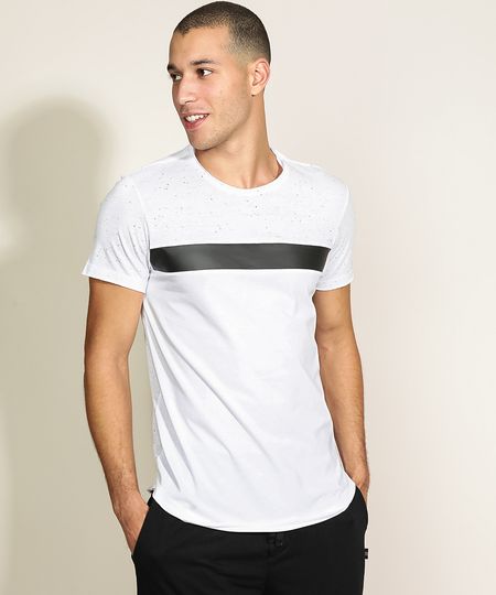 Camiseta-Masculina-Slim-com-Recorte-Contrastante-Manga-Curta-Gola-Careca-Branca-9965508-Branco_1