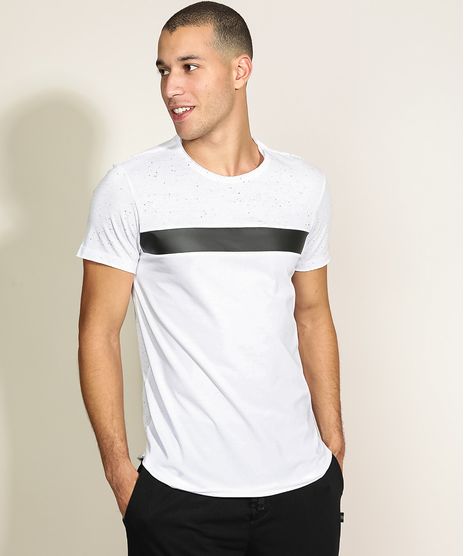 Camiseta-Masculina-Slim-com-Recorte-Contrastante-Manga-Curta-Gola-Careca-Branca-9965508-Branco_1