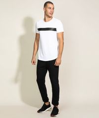 Camiseta-Masculina-Slim-com-Recorte-Contrastante-Manga-Curta-Gola-Careca-Branca-9965508-Branco_3