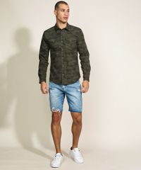 Camisa-de-Sarja-Masculina-Tradicional-Estampada-Camuflada-com-Bolsos-Manga-Longa-Verde-9961817-Verde_3