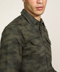 Camisa-de-Sarja-Masculina-Tradicional-Estampada-Camuflada-com-Bolsos-Manga-Longa-Verde-9961817-Verde_4
