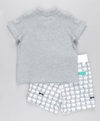 Conjunto-de-Camiseta-Interativa-com-Bordado---Bermuda-Estampada-de-Leao-em-Moletom-Cinza-Mescla-8670660-Cinza_Mescla_2