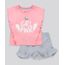 Conjunto-de-Blusa--Grl-Pwr--com-Paetes-Rosa---Short-com-Babados-em-Moletom-Cinza-Mescla-8789003-Cinza_Mescla_1