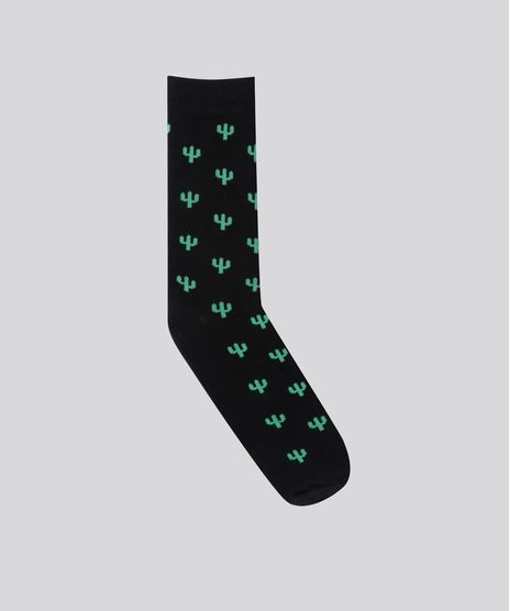 Meia-Estampada-de-Cactos-Preta-8836910-Preto_1