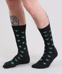 Meia-Estampada-de-Cactos-Preta-8836910-Preto_2