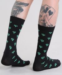 Meia-Estampada-de-Cactos-Preta-8836910-Preto_3