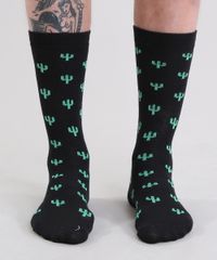 Meia-Estampada-de-Cactos-Preta-8836910-Preto_4
