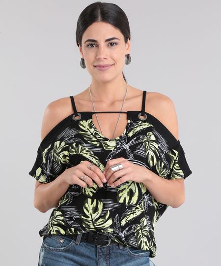 Blusa-Open-Shoulder-Estampada-de-Folhas-Preta-8741875-Preto_1