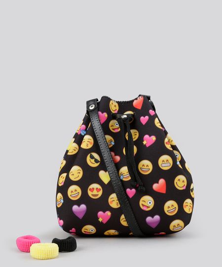 Bolsa-Saco-Estampada-de-Icone---Elasticos-de-Cabelo-Preta-8665784-Preto_1