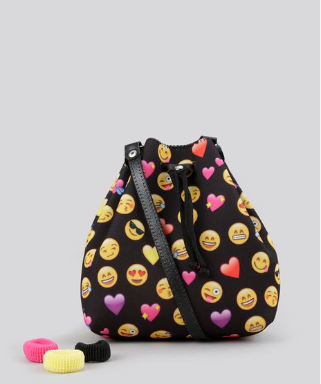 Bolsa-Saco-Estampada-de-Icone---Elasticos-de-Cabelo-Preta-8665784-Preto_1