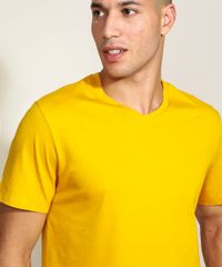 Camiseta-Masculina-Basica-Manga-Curta-Gola-V-Mostarda-9965027-Mostarda_4