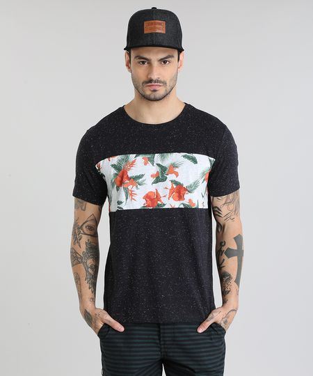 Camiseta-com-Recorte-Estampado-Floral-Preta-8838938-Preto_1 Camiseta-com-Recorte-Estampado-Floral-Preta-8838938-Preto_1
