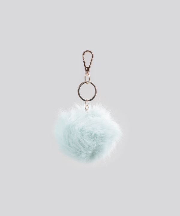 Chaveiro de Pompom Azul Claro Único