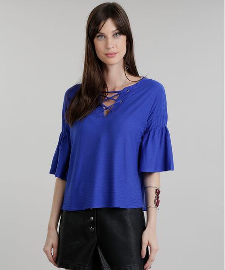 Blusa-Texturizada-com-Lace-Up-Azul-Royal-8831251-Azul_Royal_1