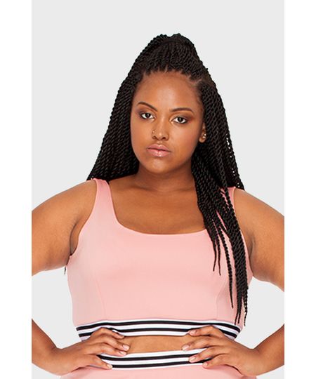 Top com Elástico Liso Plus Size - Rose-44/46 Menor preço em Top com Elástico Liso Plus Size - Rose-44/46