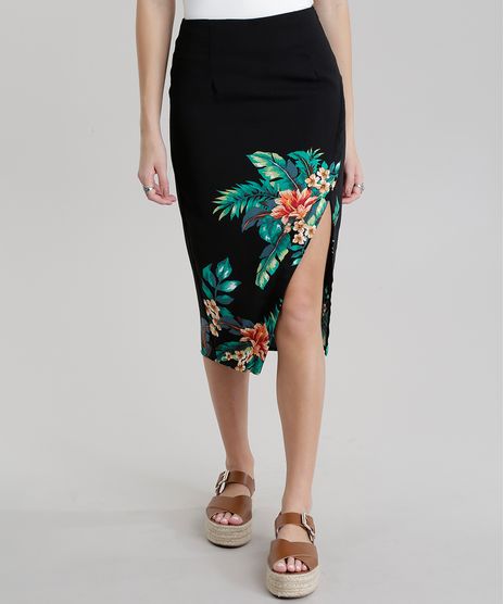 Saia-Midi-Estampada-Floral-Preta-8717661-Preto_1
