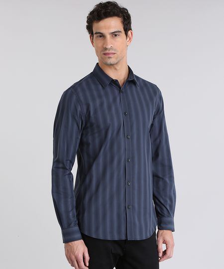 Camisa-Slim-Listrada-Chumbo-8635658-Chumbo_1 Camisa-Slim-Listrada-Chumbo-8635658-Chumbo_1