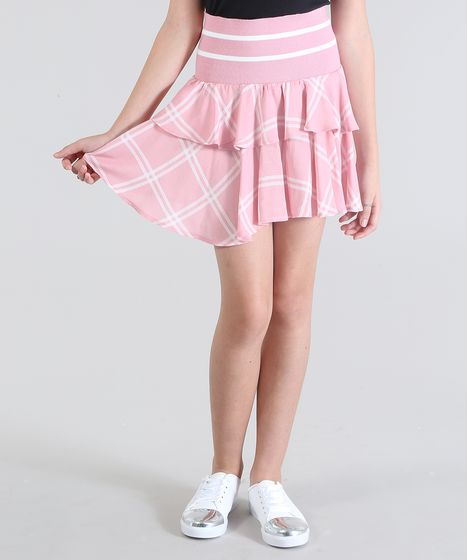 saia xadrez rosa