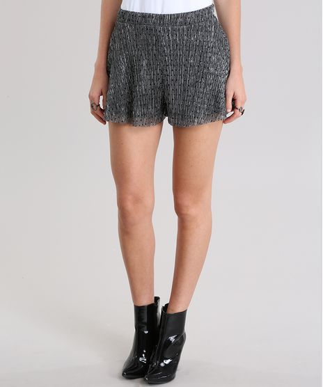 Short-em-Tule-de-Lurex-Estampado-de-Poa-Plissado-Grafite-8797385-Grafite_1