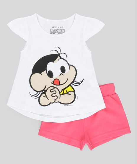 Conjunto-Magali-de-Blusa-Branca---Short-em-Moletom-Rosa-Escuro-8742082-Rosa_Escuro_1