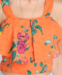 Regata-Cropped-Estampada-Floral-em-Laise-Laranja-8695753-Laranja_4
