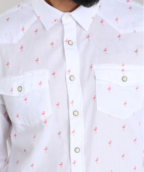 camisa estampa flamingo
