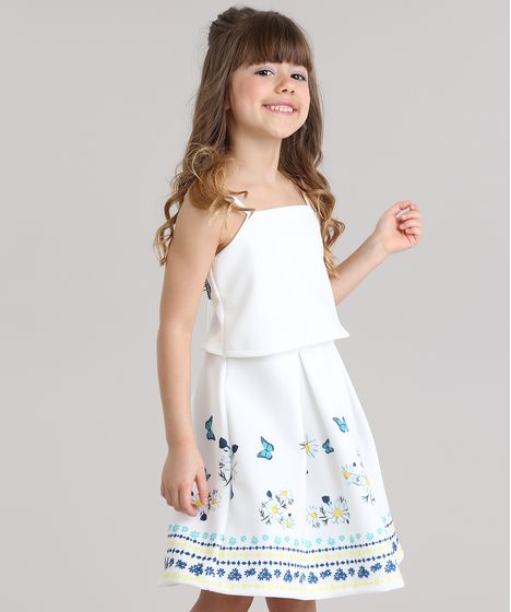 vestido branco com estampa floral