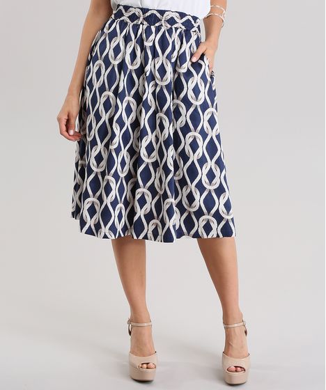 saia midi estampada