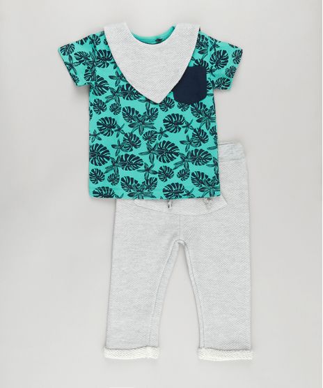 Conjunto-de-Camiseta-Verde-Agua---Calca---Babador-em-Moletom-de-Algodao---Sustentavel-Cinza-Mescla-8702058-Cinza_Mescla_1