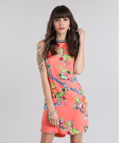 vestido coral estampado