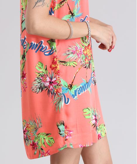 vestido coral estampado