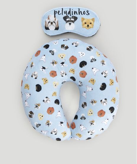 Kit-de-Apoio-de-Cabeca---Tapa-Olho-Estampado-de-Cachorros-Azul-Claro-8791077-Azul_Claro_1