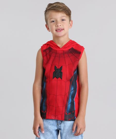 Regata-Homem-Aranha-com-Capuz-Mascara-em-Algodao---Sustentavel-Vermelha-8790003-Vermelho_1