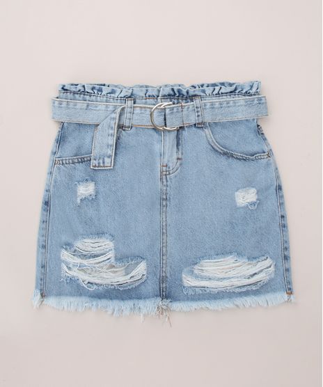 Saia-Jeans-Juvenil-Curta-Clochard-Destroyed-com-Cinto-Azul-Claro-9966619-Azul_Claro_1