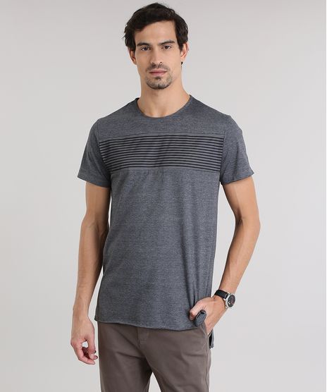Camiseta-Longa-com-Recorte-em-Tela-Cinza-Mescla-Escuro-8772204-Cinza_Mescla_Escuro_1